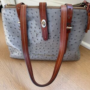 Dooney & Bourke Gray and Brown Women's Bag. Ostrich.  Like new.